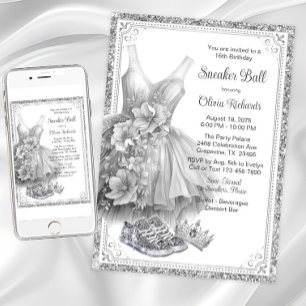 Convites Festa de Aniversário do Baile de Sneaker Brilho 