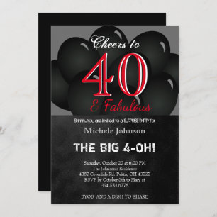 Convites festa de aniversário do balão preto 00th