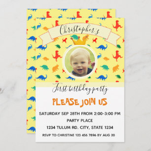 Convites Festa de aniversário do bebê dinossauro
