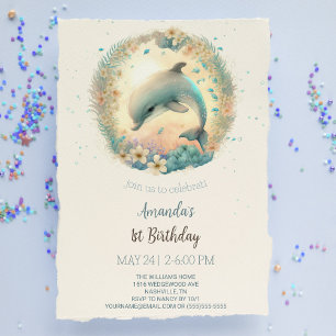 Convites Festa de Aniversário do Bebê Golfinho Fofo