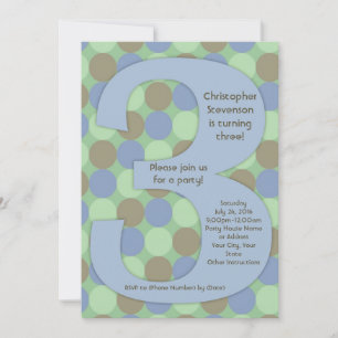 Convites Festa de aniversário do Big Number 3 3rd Boy