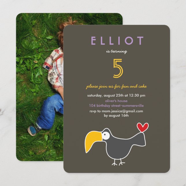 Convites Festa de aniversário do bonitão do tucano do tucan (Frente/Verso)