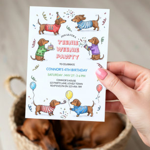Convites Festa de Aniversário do Cachorrinho Dachshund Wien
