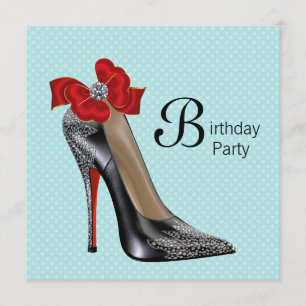 Convites Festa de aniversário do Calçado de alto calcanhar 