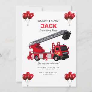 Convites Festa de Aniversário do Caminhão de Bombeiros Verm