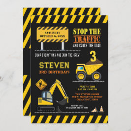 Convites Festa de Aniversário do Caminhão de Construção em 