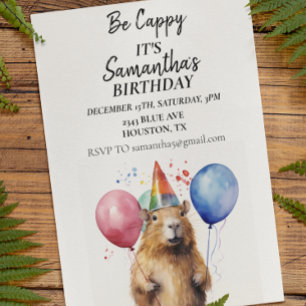 Convites Festa de Aniversário do Cappy Capybara
