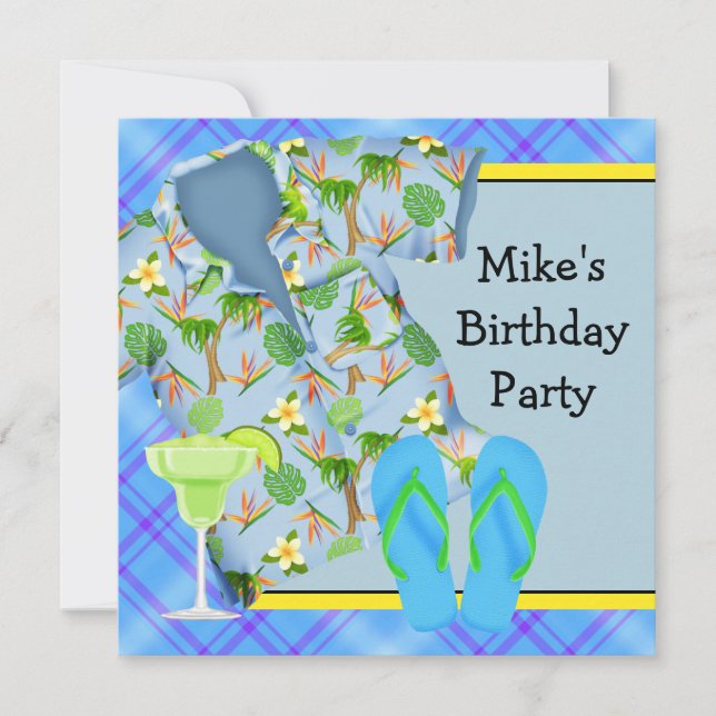 Convites Festa de Aniversário do Cara com Margarita no Chur (Frente)