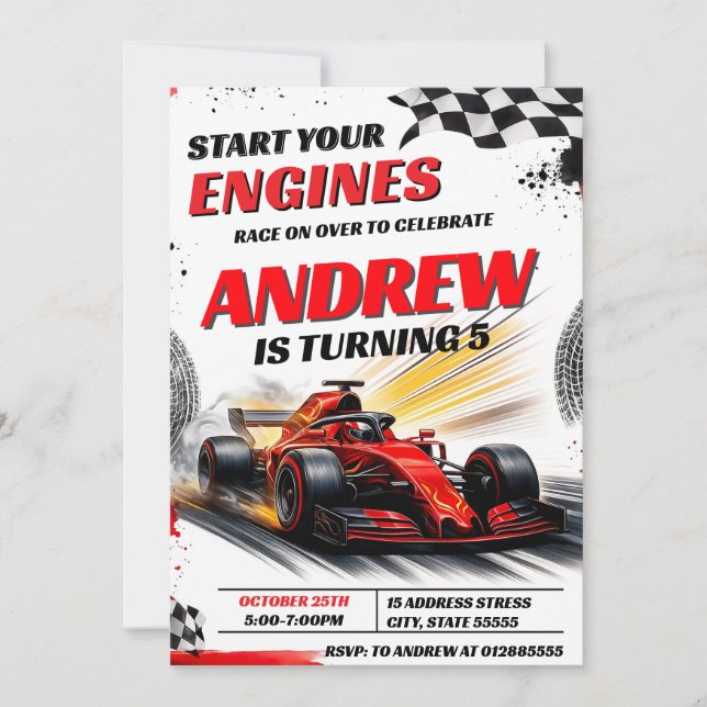 Convites Festa de aniversário do Carro do Esporte Pessoal p (Frente)