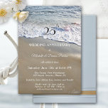 Convites Festa de Aniversário do Casamento Simples de Praia<br><div class="desc">Um convite elegante para o aniversário de casamento,  com ondas fluindo na areia da praia.</div>