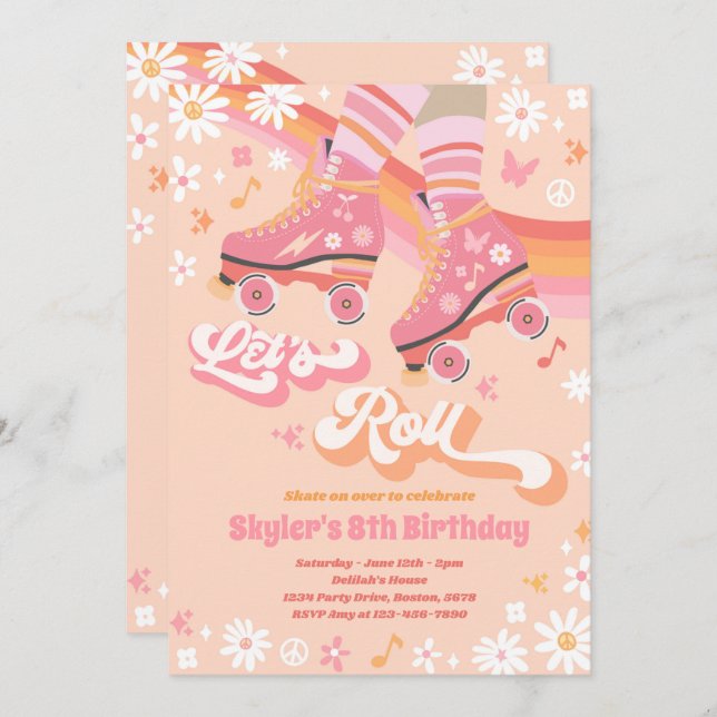 Convites Festa de aniversário do cilindro do Arco-Íris Retr (Frente/Verso)