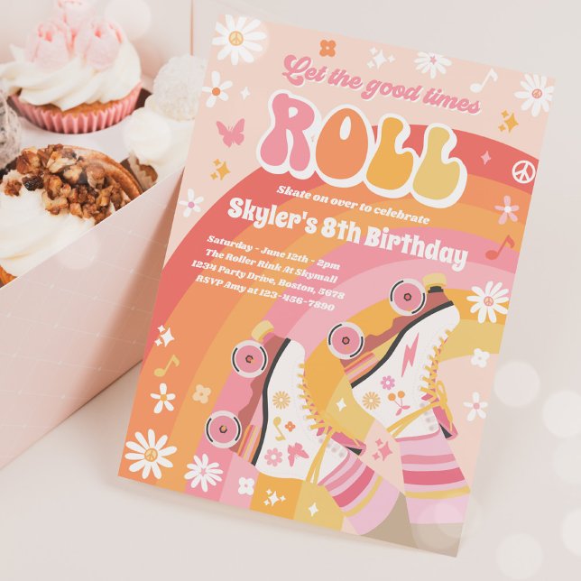 Convites Festa de aniversário do cilindro do Arco-Íris Retr (Criador carregado)