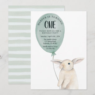 Convites Festa de Aniversário do Coelhinho Fofo com Balão
