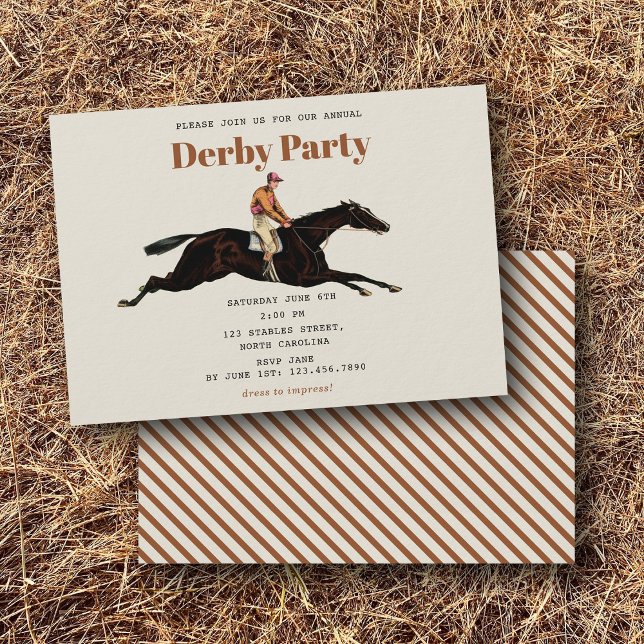 Convites Festa de Aniversário do Derby de Cavalos de Corrid (Race Horse Derby Party Equestrian Racing Birthday Invitation)