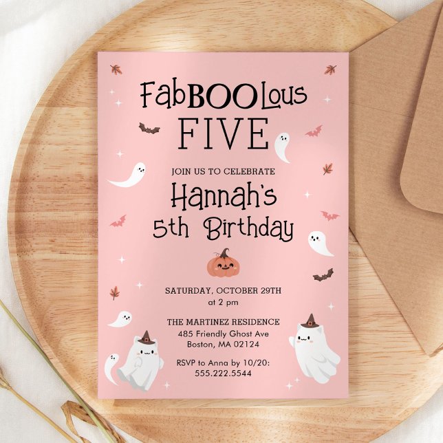 Convites Festa de aniversário do Dia das Bruxas Rosa e Negr (Criador carregado)