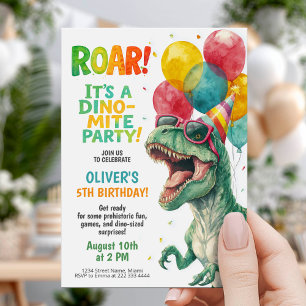 Convites Festa de Aniversário do Dino com Balões