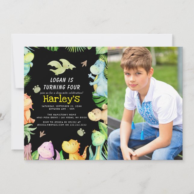 Convites Festa de aniversário do dinossauro (Frente)