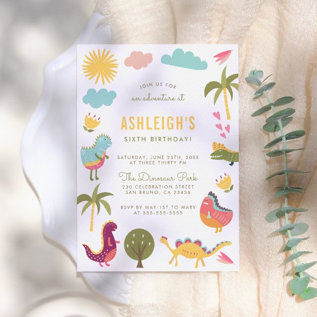 Convites Festa de aniversário do dinossauro | Aniversário d (Criador carregado)