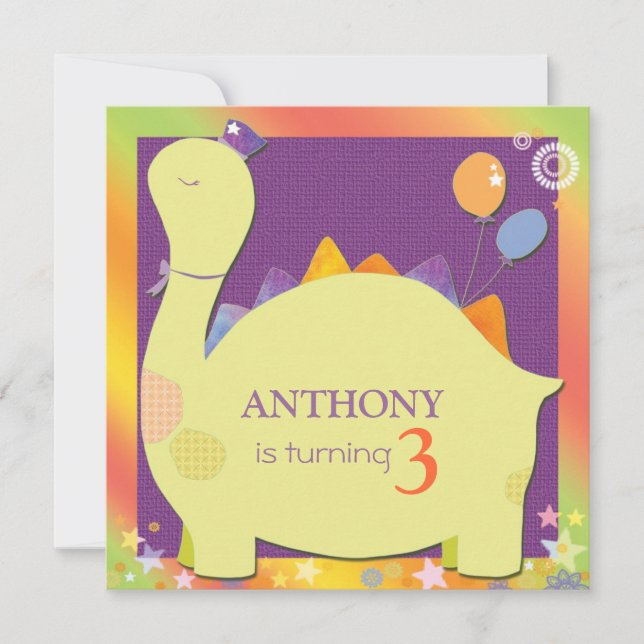 Convites Festa de aniversário do Dinossauro Bonito do Festa (Frente)