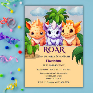 Convites Festa de aniversário do Dinossauro do Criança, um 