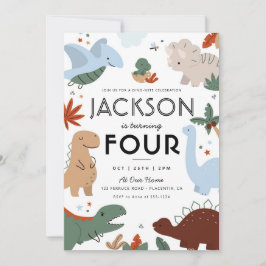 Convites Festa de aniversário do Dinossauro Moderno