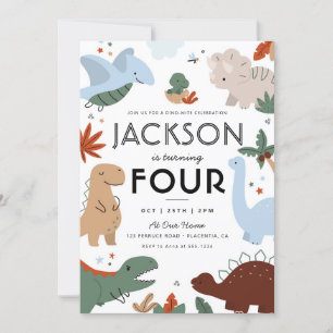 Convites Festa de aniversário do Dinossauro Moderno