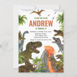 Convites Festa de aniversário do Dinossauro Personalizado