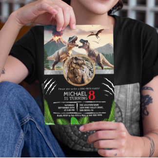 Convites Festa de Aniversário do Dinossauro Pré-Histórico T