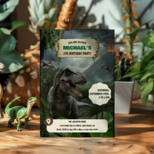 Convites Festa de Aniversário do Dinossauro Pré-Histórico T