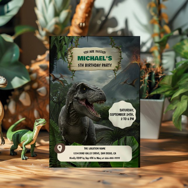 Convites Festa de Aniversário do Dinossauro Pré-Histórico T (Prehistoric T- rex Dinosaur Birthday Party Invitation)