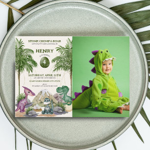 Convites Festa de aniversário do dinossauro T-rex Watercolo