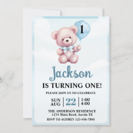 Convites Festa de aniversário do Garoto do Urso Bonito