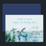 Convites Festa de Aniversário do Garoto Tartaruga Marinha I<br><div class="desc">Convite para Festa de Aniversário do Garoto Tartaruga Marinha.  Aquarela do oceano com tartarugas marinhas.  Venha nadando.  Gênero neutro.</div>