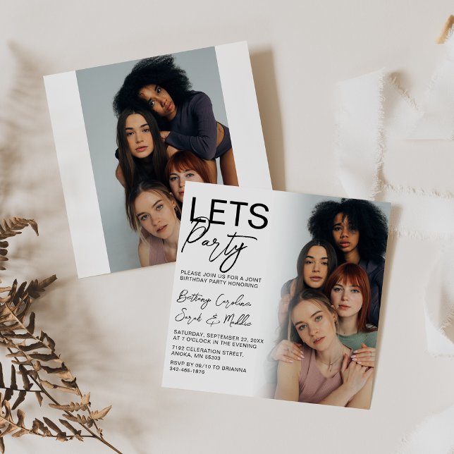 Convites Festa de aniversário do Grupo de Fotos do Lado Dup (Criador carregado)