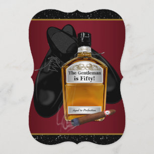Convites Festa de Aniversário do Homem com Whisky e Charuto