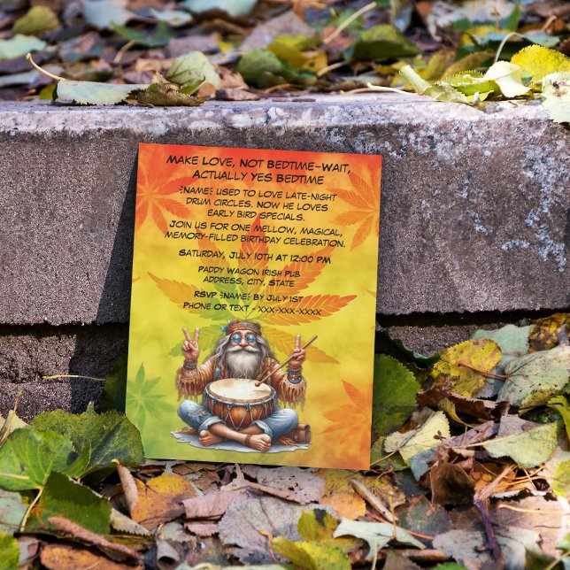 Convites Festa de aniversário do Homem-Hippie (Criador carregado)