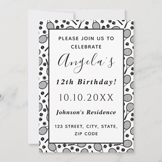 Convites Festa de aniversário do jogador de tênis (Frente)