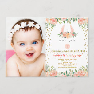 Convites Festa de aniversário do lama, foto bonito floral