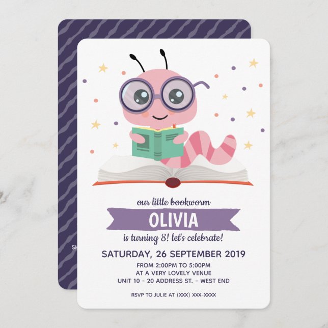 Convites Festa de aniversário do livro roxo (Frente/Verso)
