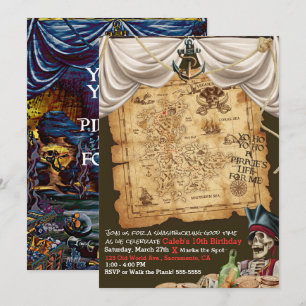 Convites Festa de Aniversário do Mapa do Tesouro Pirata Sob