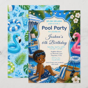 Convites Festa de Aniversário do Menino na Piscina Azul