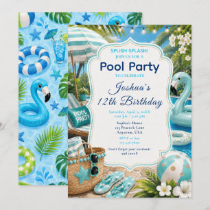 Convites Festa de Aniversário do Menino na Piscina Azul