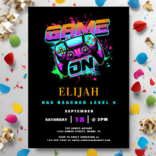 Convites Festa de aniversário do Modern Arcade Gamer Boy