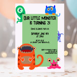 Convites Festa de aniversário do Monster Bash Cute Kid<br><div class="desc">Celebre seu pequeno com este design de monstro divertido e brilhante.</div>