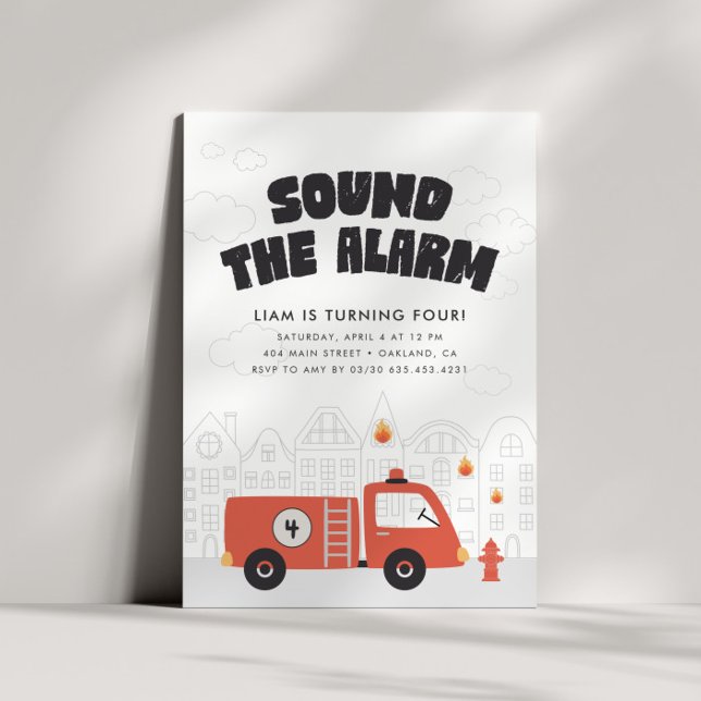 Convites Festa de aniversário do Motor de Bombeiros de Cami (Criador carregado)