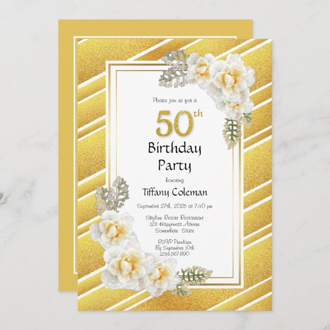 Convites Festa de aniversário do País Fronteira Dourada 50ª (Frente/Verso)