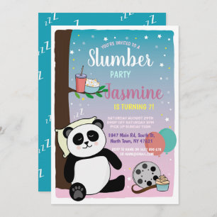 Convites Festa de Aniversário do Panda Slumber Filmes Cutes