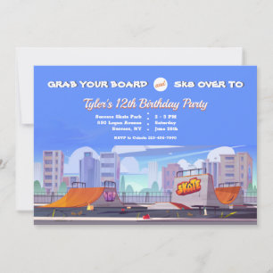 Convites Festa de aniversário do Parque de Skates Cityscape