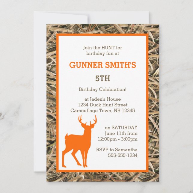 Convites Festa de Aniversário do Pato Camuflado / Camo Buck (Frente)
