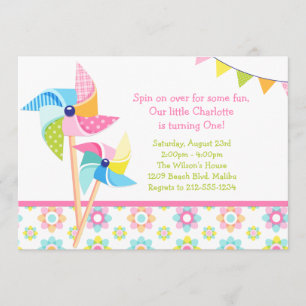 Convites Festa de aniversário do Pinwheel